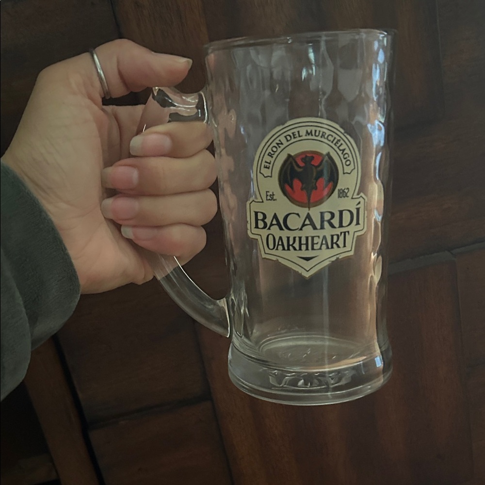 Bacardí Oakheart Clear Glass Beer Mug with Logo